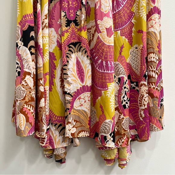 Anthropologie Sleek A-Line Midi Skirt Handkerchief Hem Colorful Size Medium - Picture 9 of 15